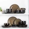 image:imageLeRatio Ceramic Dinnerware Sets for 4Wavy Reactive Glaze Stoneware Plates and Bowls SetsHighly Scratch Resistant  Dishwasher amp MicrowaveOven Safe Dishes Set12PCSDreamy MoonlightChestnut