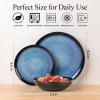 image:imageLeRatio Ceramic Dinnerware Sets for 4Wavy Reactive Glaze Stoneware Plates and Bowls SetsHighly Scratch Resistant  Dishwasher amp MicrowaveOven Safe Dishes Set12PCSWavyModern Blue