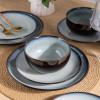 image:imageLeRatio Ceramic Dinnerware Sets for 4Wavy Reactive Glaze Stoneware Plates and Bowls SetsHighly Scratch Resistant  Dishwasher amp MicrowaveOven Safe Dishes Set12PCSDreamy MoonlightGray White