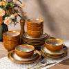 image:imageLeRatio Ceramic Dinnerware Sets for 4Wavy Reactive Glaze Stoneware Plates and Bowls SetsHighly Scratch Resistant  Dishwasher amp MicrowaveOven Safe Dishes Set12PCSDreamy MoonlightKahki