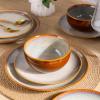 image:imageLeRatio Ceramic Dinnerware Sets for 4Wavy Reactive Glaze Stoneware Plates and Bowls SetsHighly Scratch Resistant  Dishwasher amp MicrowaveOven Safe Dishes Set12PCSDreamy MoonlightKahki
