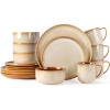 image:imageLERATIO Ceramic Dinnerware Sets for 4Porcelain Plates and Bowls SetsHandmade Reactive Glaze Dishes SetChip Resistant and Scratch Resistant  OvenampDishwasher amp Microwave SafeService for 4ModernKahki