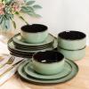 image:imageLERATIO Ceramic Dinnerware Sets for 4Porcelain Plates and Bowls SetsHandmade Reactive Glaze Dishes SetChip Resistant and Scratch Resistant  OvenampDishwasher amp Microwave SafeService for 4ModernLight Green